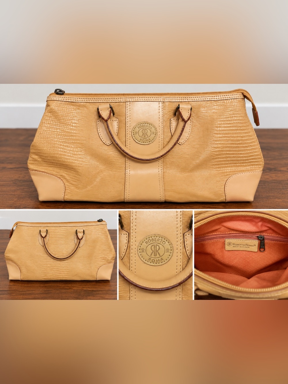 Tan Textured Leather Satchel